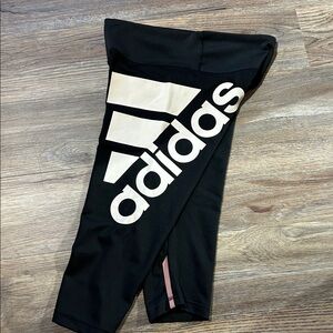Adidas Athletic Shorts, Cropped Knee Length, Black (size small)